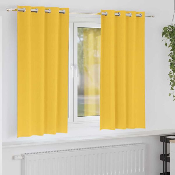 vidaXL Mörkläggningsgardiner med Ringar 2 pcs Senapsgul 175 x 140 cm