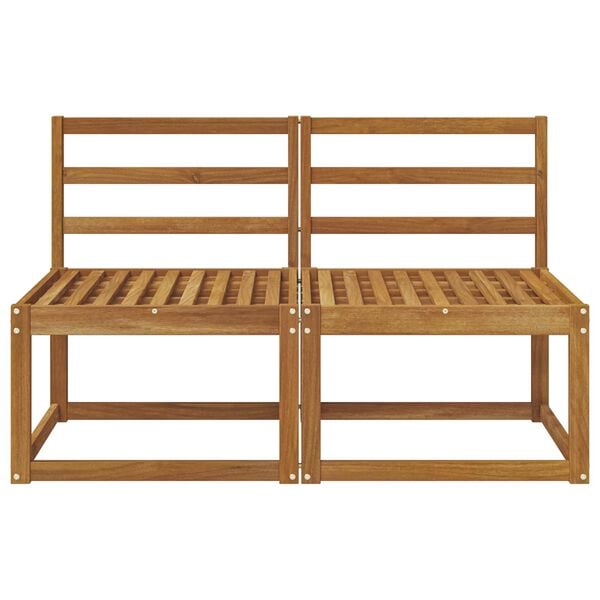 vidaXL 2 Stycke Utomhus Mellansoffa Massivt Akaciatr&auml; Naturf&auml;rg