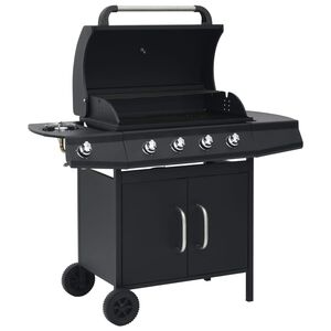 vidaXL Gasolgrill 4+1 kokzoner svart