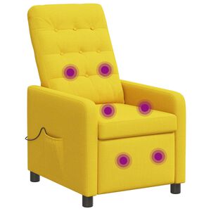 vidaXL Reclinerf&aring;t&ouml;lj med massage Ljus Gul 65 x 93 x 102 cm Tyg