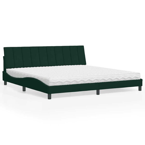vidaXL Bed with Mattress "Hanko" Dark Green 200x200 cm Velvet