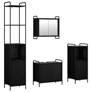 vidaXL Badrumssk&aring;psset 4 st Svart ek 40 x 36 x 200,5 cm