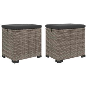 vidaXL Tr&auml;dg&aring;rdsfotpall med kudde 2 pcs Gr&aring; konstrotting