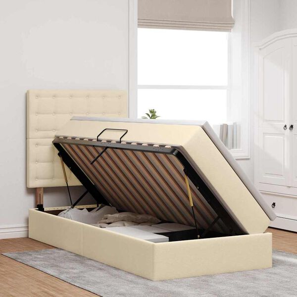 vidaXL F&ouml;rvaringss&auml;ng med madrass Kr&auml;m 100 x 200 cm Polyester