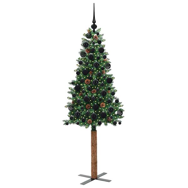 vidaXL Smal julgran med 300 LED-lampor Gr&ouml;n 180 cm PVC och solid furu
