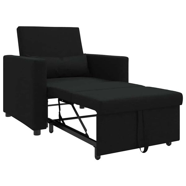 vidaXL Enkel Soffbed Reclining med hjul Svart 90 x 165 x 87 cm tyg