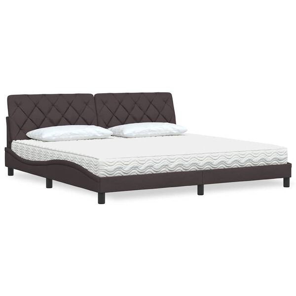 vidaXL Bed with Mattress Dark Brown 200x200 cm Fabric