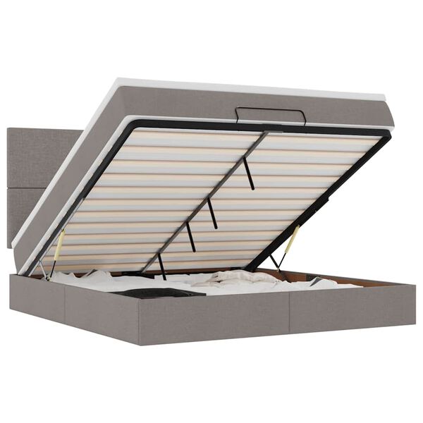 vidaXL Ottoman sängram med madrass taupe 180x200 cm tyg