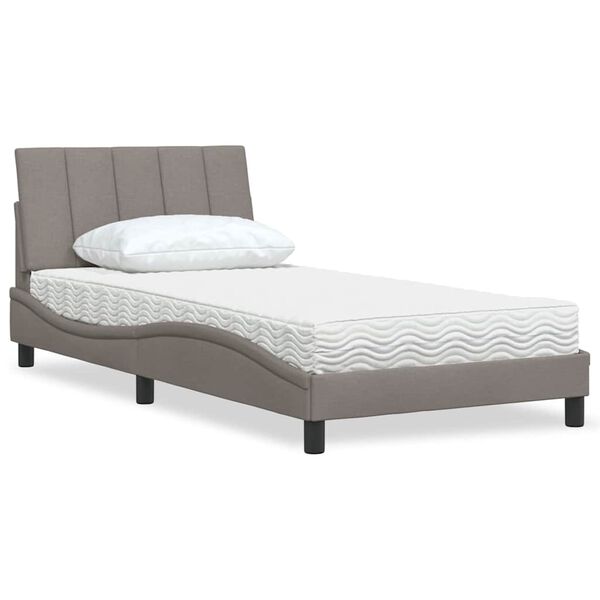 vidaXL Bed with Mattress "Hanko" Taupe 100x200 cm Fabric