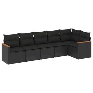 vidaXL Loungegrupp med dynor 6 delar svart konstrotting