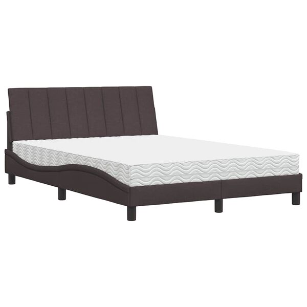 vidaXL Bed with Mattress "Hanko" Dark Brown 140x200 cm Fabric