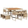 vidaXL Matgrupp f&ouml;r tr&auml;dg&aring;rden med dynor 9 delar beige konstrotting
