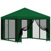 vidaXL Tr&auml;dg&aring;rdsgazebo med sidov&auml;ggar 3 x 3 m Gr&ouml;n Polyester och St&aring;l