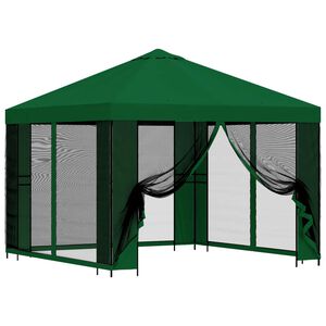 vidaXL Tr&auml;dg&aring;rdsgazebo med sidov&auml;ggar 3 x 3 m Gr&ouml;n Polyester och St&aring;l