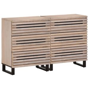 vidaXL Sk&auml;nk 2 st 60x34x75 cm massivt mangotr&auml;