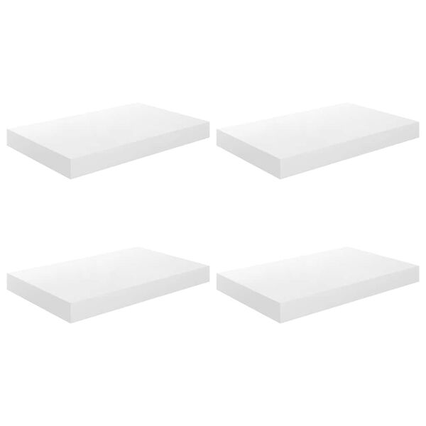 vidaXL Sv&auml;vande v&auml;gghyllor 4 st vit h&ouml;gglans 40x23x3,8 cm MDF