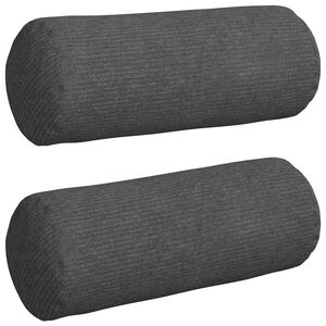 vidaXL Bolsterkuddar 2 pcs M&ouml;rkgr&aring; &Oslash; 15 x 40 cm Kordread tyg