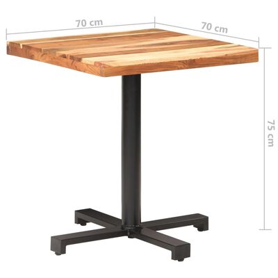 vidaXL Cafébord fyrkantigt 70x70x75 cm massivt akaciaträ