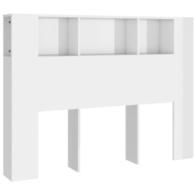 vidaXL Sänggavel med förvaring vit högglans 140x18,5x104,5 cm