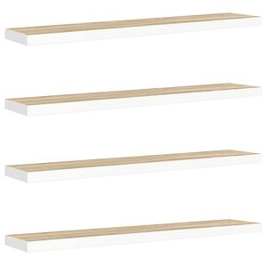 vidaXL Sv&auml;vande v&auml;gghyllor 4 st ek och vit 120x23,5x3,8 cm MDF