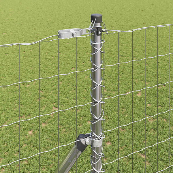 vidaXL St&auml;ngsel med stolpe Silver 1,5 x 10 m St&aring;l och PVC