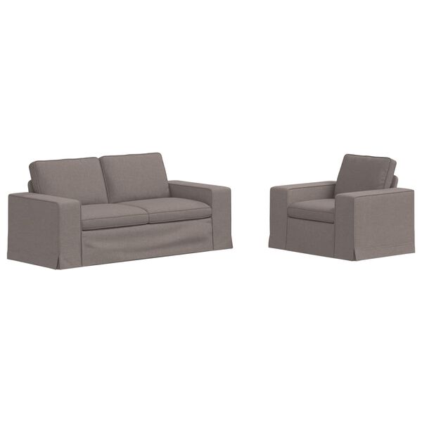 vidaXL Soffa 2 pcs Taupe 182 x 80 x 82 cm tyg
