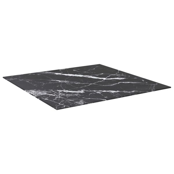 vidaXL Bordsskiva svart 80x80 cm 6 mm h&auml;rdat glas med marmortextur