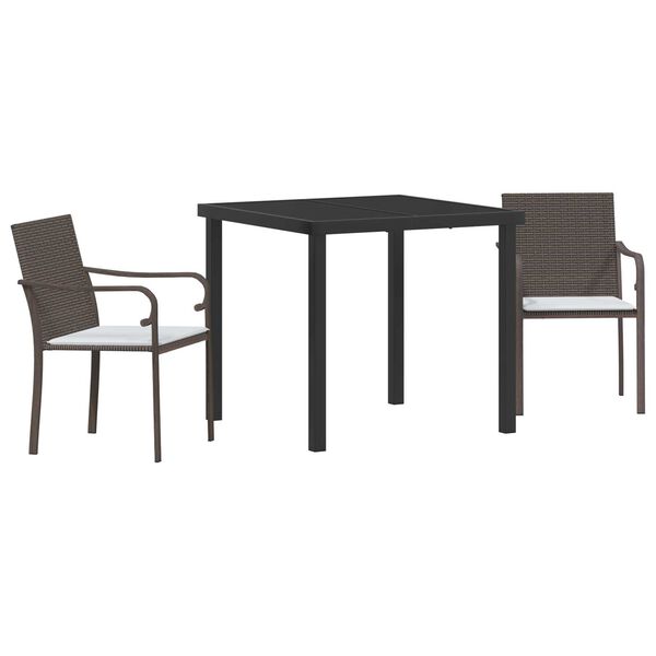vidaXL Tr&auml;dg&aring;rdsm&ouml;belset 3 pcs Brun och svart PE Rattan