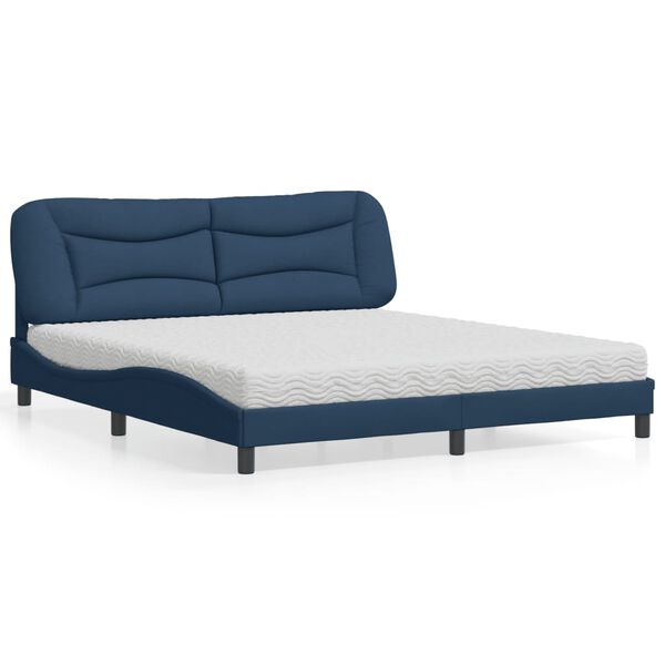 vidaXL Bed with Mattress "Hvar" Blue 180x200 cm Fabric