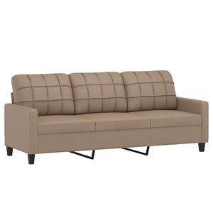 vidaXL 3-sitssoffa cappuccino 180 cm konstl&auml;der