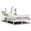 vidaXL S&auml;ng med bokhylla utan madrass vit 160x200cm massiv furu