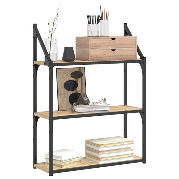 vidaXL V&auml;gghylla 3 hyllor sonoma-ek 60x21x78,5 cm konstruerat tr&auml;