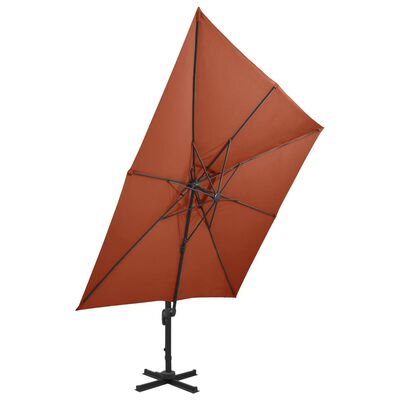 vidaXL Frihängande parasoll med ventilation 300x300 cm terrakotta