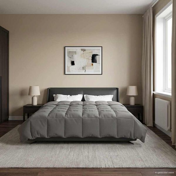 vidaXL Full &Aring;rs-Duvet Quiltad Ljusgr&aring; 200 x 220 cm Mikrofiber