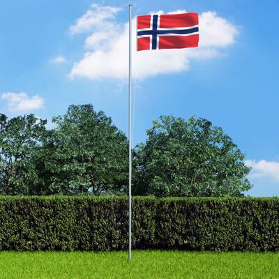 vidaXL Norges flagga och flaggstång i aluminium 4 m