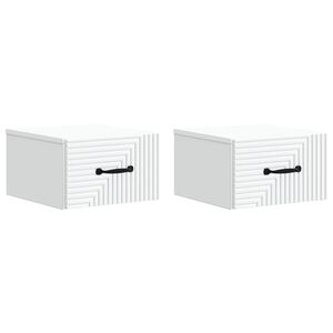 vidaXL V&auml;ggmonterat S&auml;ngbord med l&aring;da 2 pcs Vit 34,5 x 33 x 20 cm