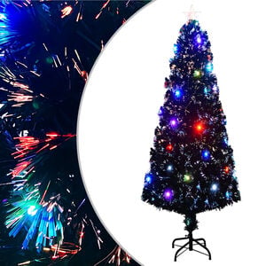 vidaXL F&ouml;rbelyst julgran med fot och LED 240 cm fiberoptik
