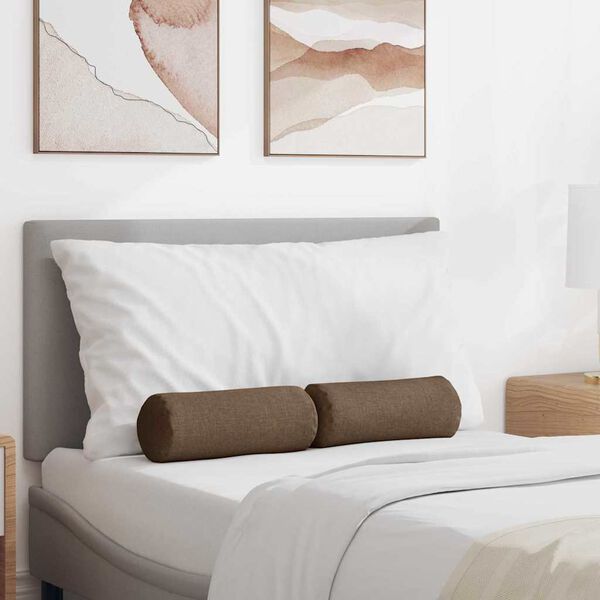 vidaXL Bolsterkuddar 2 pcs Brun Ø 15 x 40 cm tyg