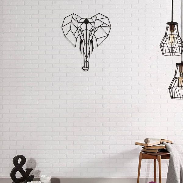 Homemania V&auml;ggdekoration Elephant 45x52 cm svart st&aring;l