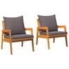 vidaXL Tr&auml;dg&aring;rd Stol med kudde 2 Stycke Olivenatur 65 x 59,5 x 72 cm