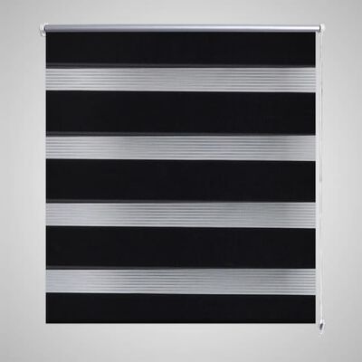 Rullgardin randig svart 90 x 150 cm transparent
