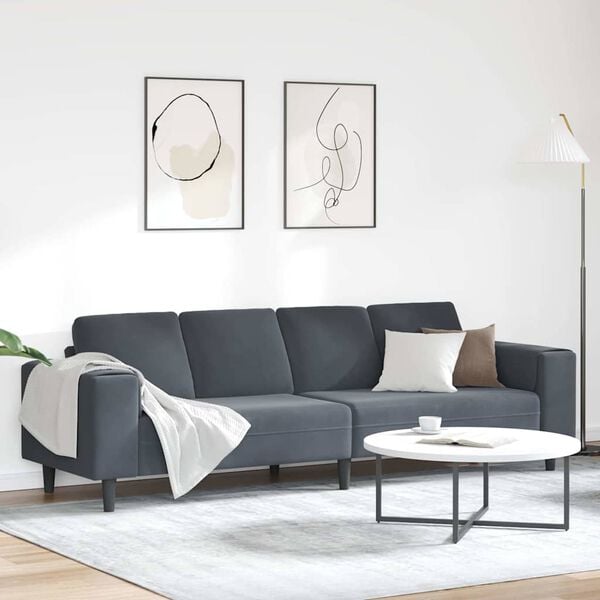 vidaXL Vardagsrumsoffa M&ouml;rkgr&aring; 250 x 77 x 76 cm