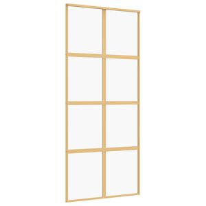 vidaXL Skjutd&ouml;rr guld 90x205 cm klart ESG-glas och aluminium