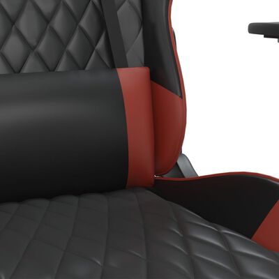 vidaXL Gamingstol med fotstöd svart och vinröd konstläder