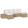 vidaXL Tr&auml;dg&aring;rdsoffset med kudde 6 pcs Beige konstrotting