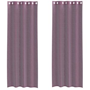 vidaXL Voile gardiner med genomf&ouml;ringar 2 st lila 140x260 cm