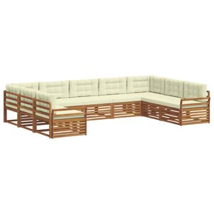 vidaXL Utomhussoffset 9 pcs Naturlig och Gr&auml;dde Massivt Akaciatr&auml;