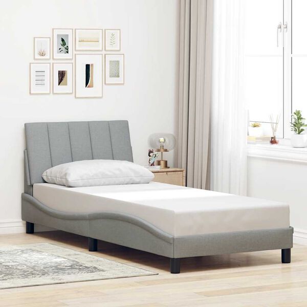 vidaXL Bed Frame without Mattress "Hanko" Light Grey 90x200cm Fabric