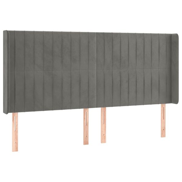 vidaXL S&auml;nggavel LED ljusgr&aring; 183x16x118/128 cm sammet
