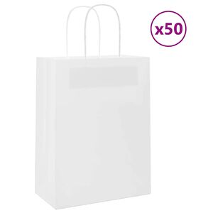 vidaXL Pappersp&aring;sar 50 st med handtag vit 21x11x28 cm